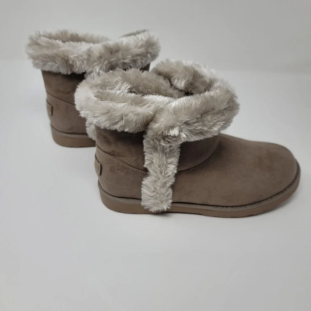 Makalu YADRA‎ Taupe Brown Faux Fur Lined Winter Ankle Boots Booties Women's Sz 8 - Picture 6 of 12